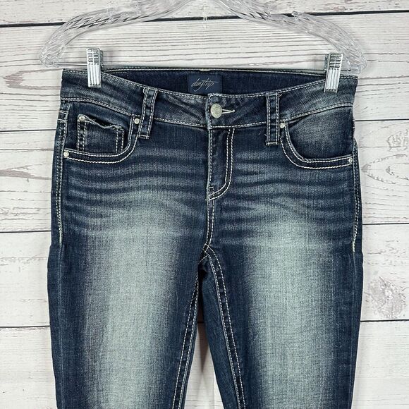 DayTrip Jeans Women 26 Blue Virgo Crop Straight Casual Midrise Relaxed Stretch - Picture 2 of 14